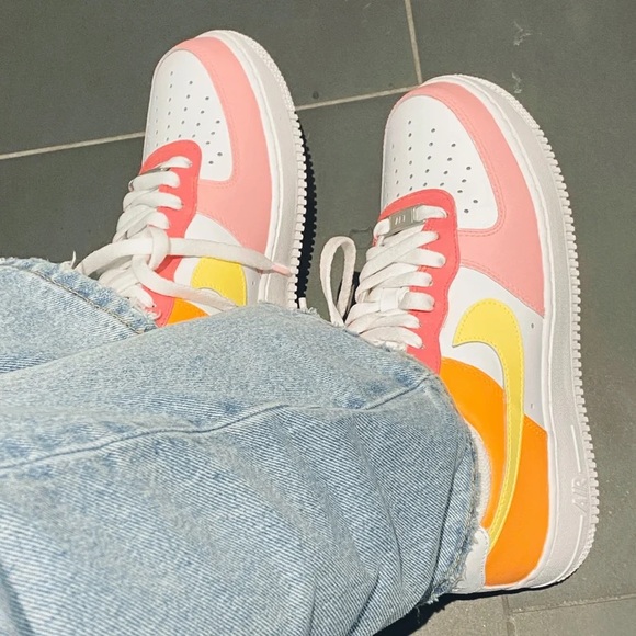 Nike Air Force custom orange pink sorbet